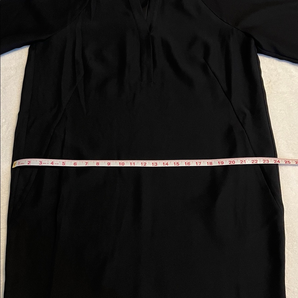 Whistles Zeta Ribbed Cuff Crepe Shift Dress Black Size 12 - Picture 9 of 15